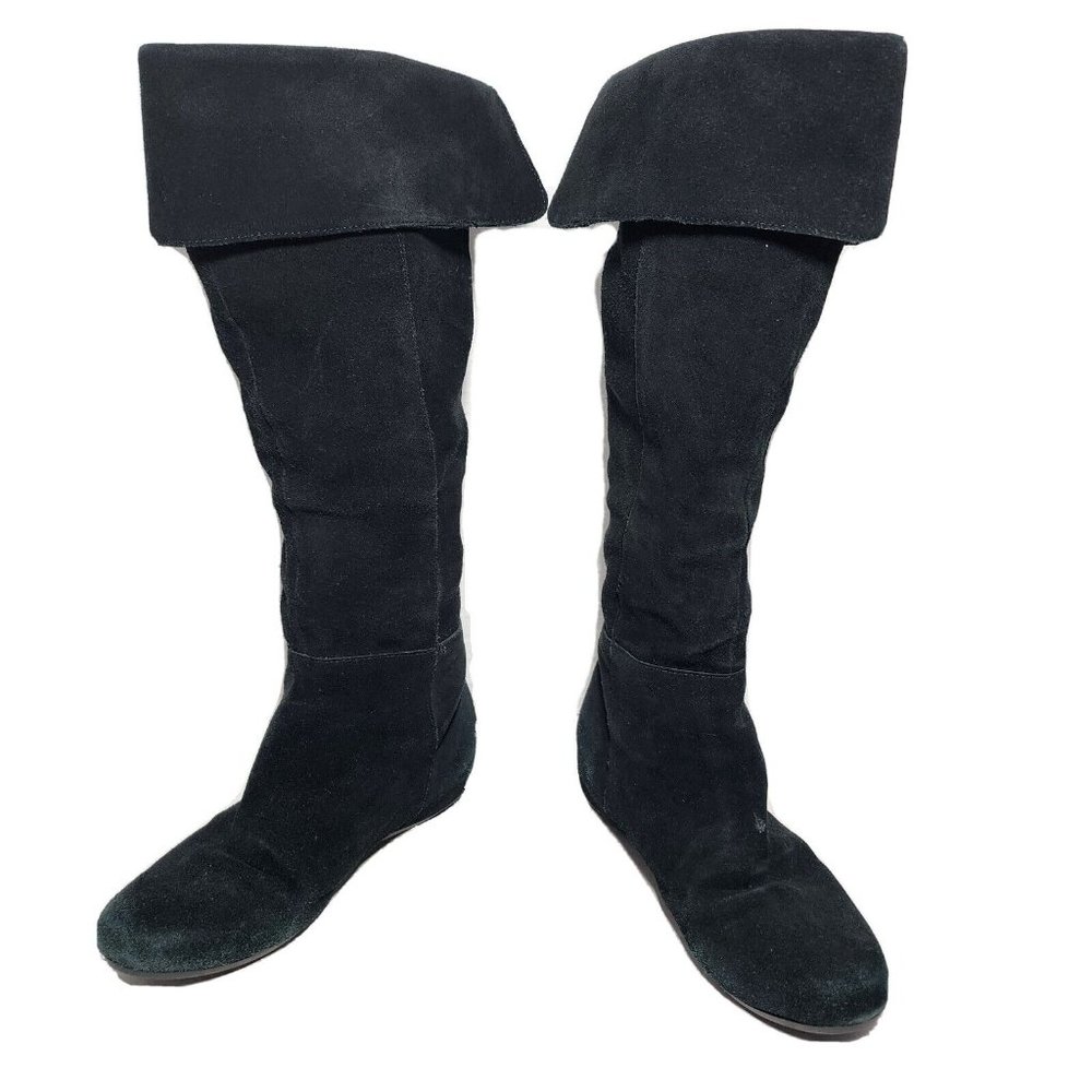 Steve Madden Womens Size 7.5 Black Suede Pull On Knee High Over Knee Boots